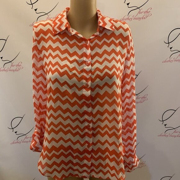 Lime Blue. Sz Medium. Silky Semi Sheer Button Up Shirt. Roll Tab Cuffs. B81. - Picture 1 of 5